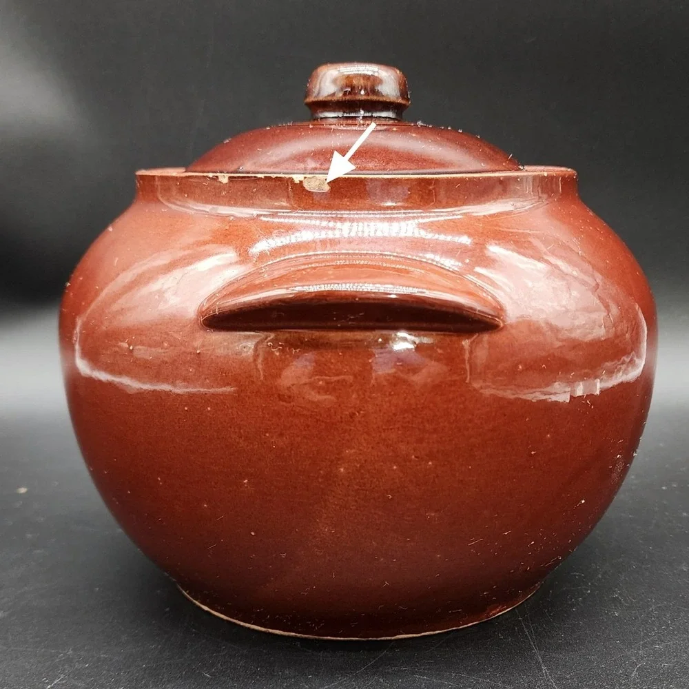 Watt 76 Brown Pottery Bean Pot Lid USA Oven Ware Vintage Farmhouse Kitchen Decor
